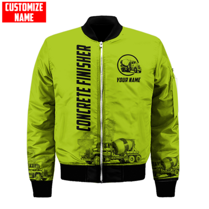 Concrete Finisher Green Safety Custom name 3D printed shirts