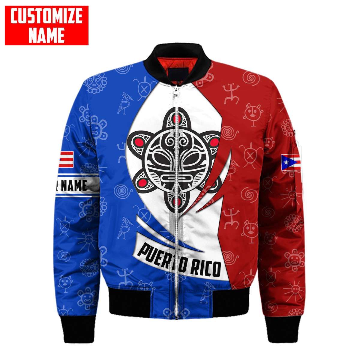 Customize Name Taino Tattoo Puerto Rico 3D All Over Printed Unisex Shirts