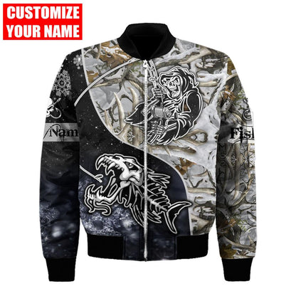 Custom name Fishing skull Ice Camo fishing shirts for men and women HHT21102103
