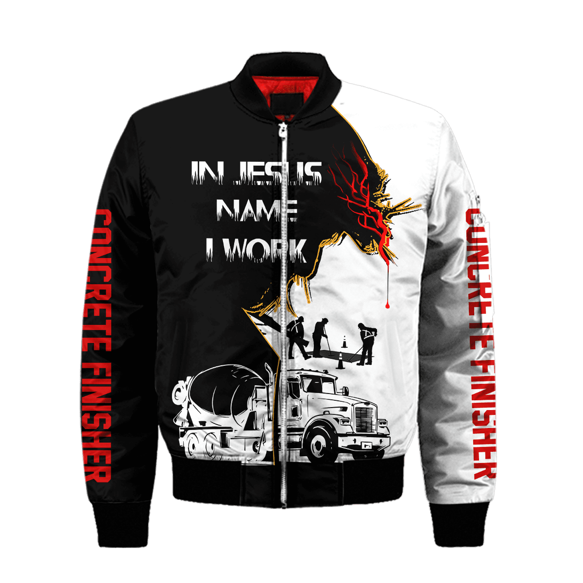 Concrete Finisher In Jesus  Name I Work Black White 3D printed shirts