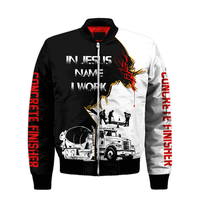 Concrete Finisher In Jesus  Name I Work Black White 3D printed shirts