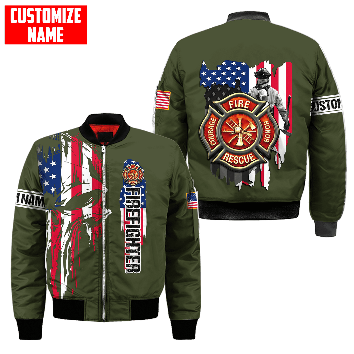 Customize Name Firefighter 3D All Over Printed Unisex Shirts