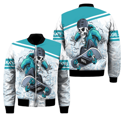Premium Skateboard Skull 3D All Over Printed Unisex Shirts