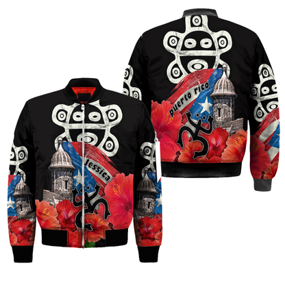 Customize Name Sol Taino Puerto Rico Bomber Jacket For Men And Women MH23022103