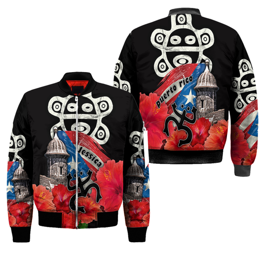 Customize Name Sol Taino Puerto Rico Bomber Jacket For Men And Women MH23022103