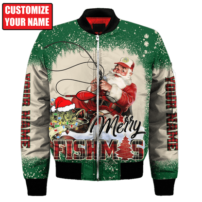 Customized Name Merry Fishmas 3D All Over Printed Unisex Shirts