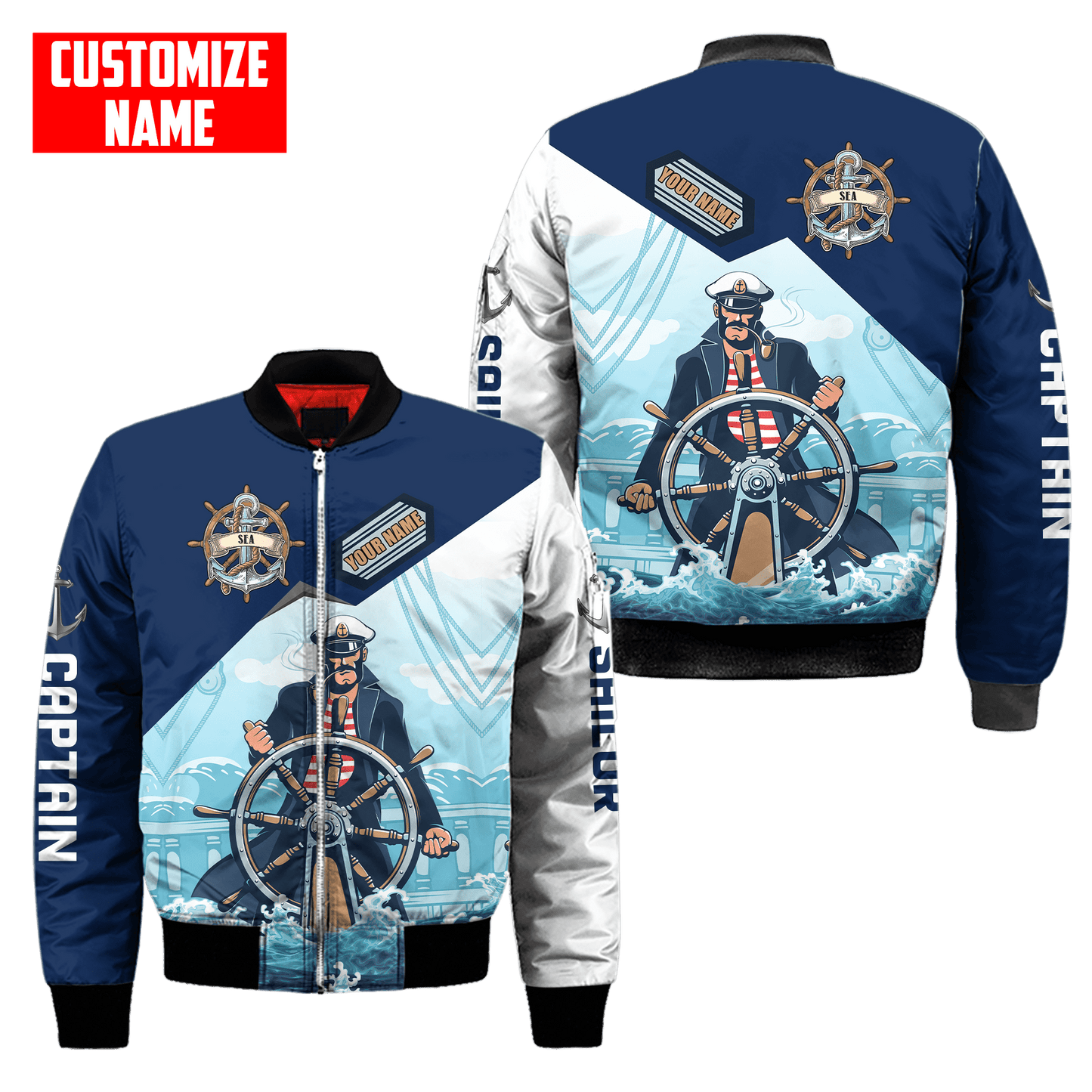 Customized Name Captain Sailor 3D All Over Printed Shirts