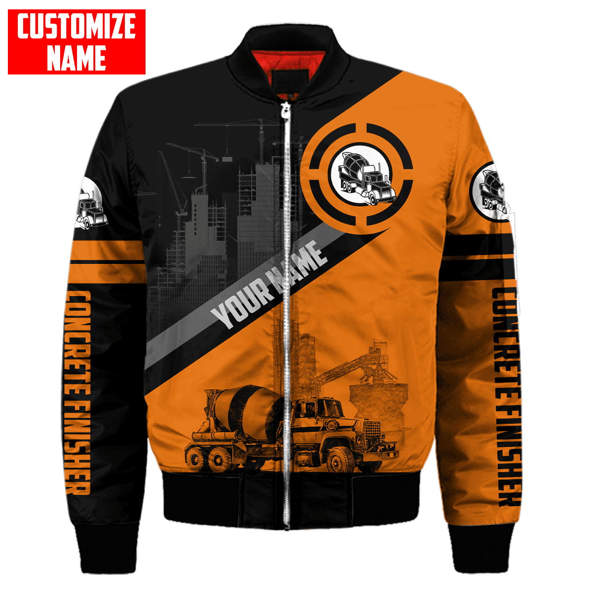 Concrete Finisher Orange Mixer Custom name 3D printed shirts