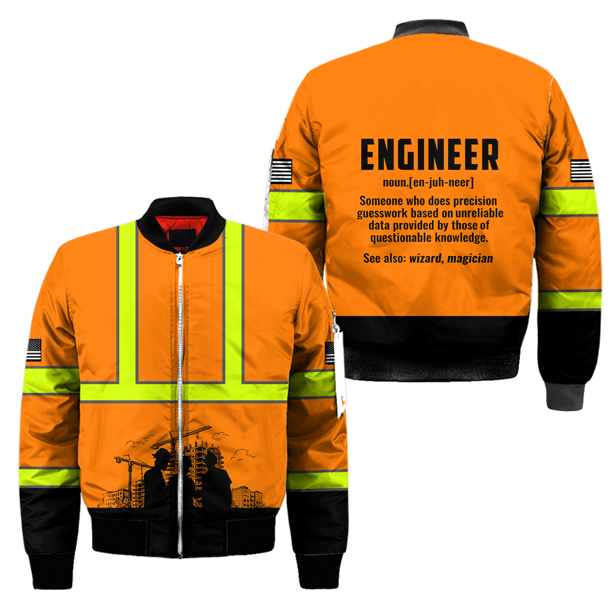 Construction Worker Orange Safety 3D printed shirts