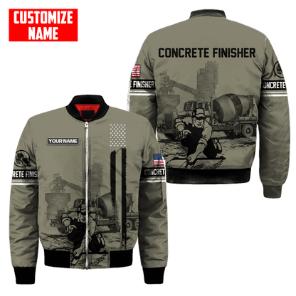Customized Name US Concrete Finisher With Poured Concrete 3D All Over Printed Shirts