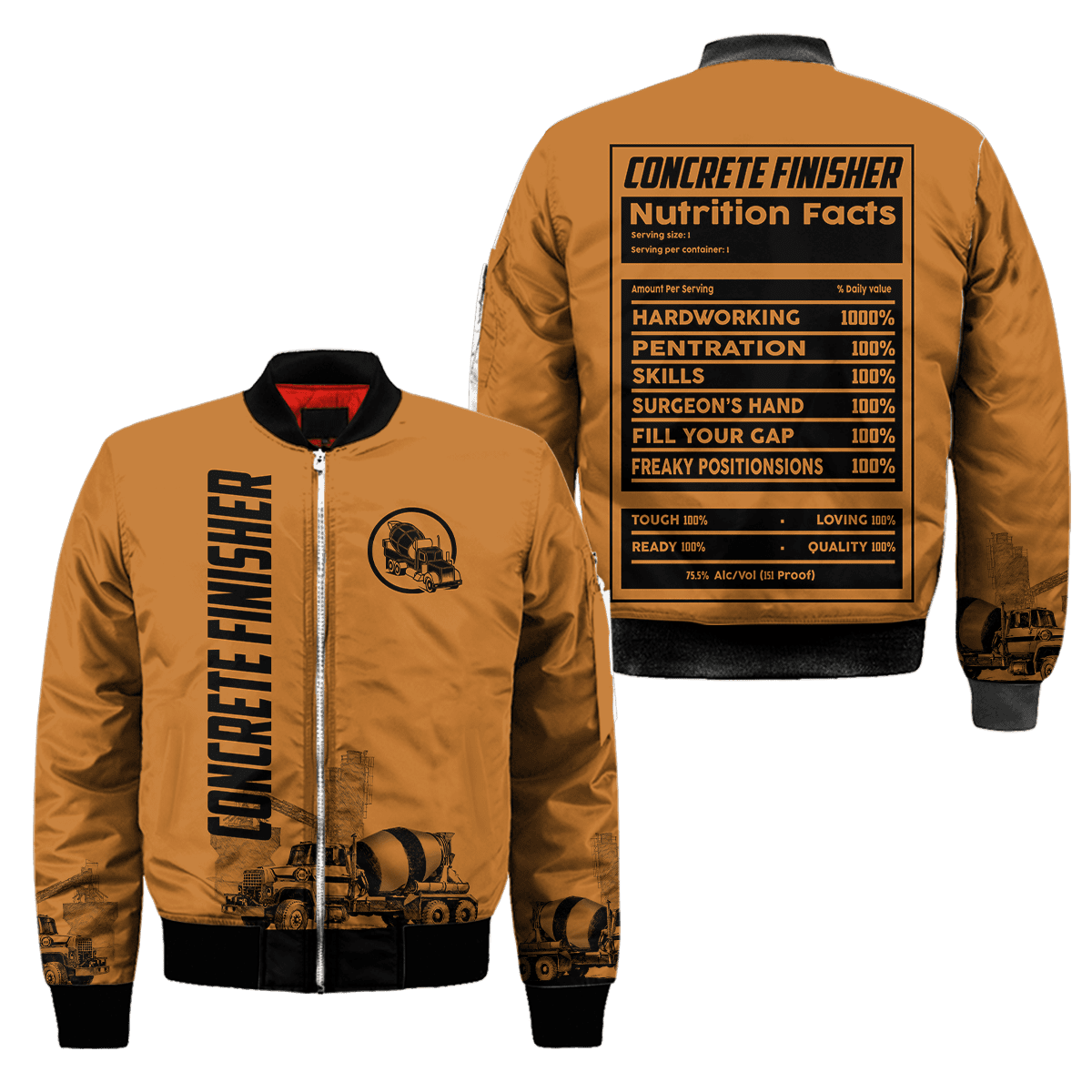 Concrete Finisher Nutrition Facts 3D printed shirts