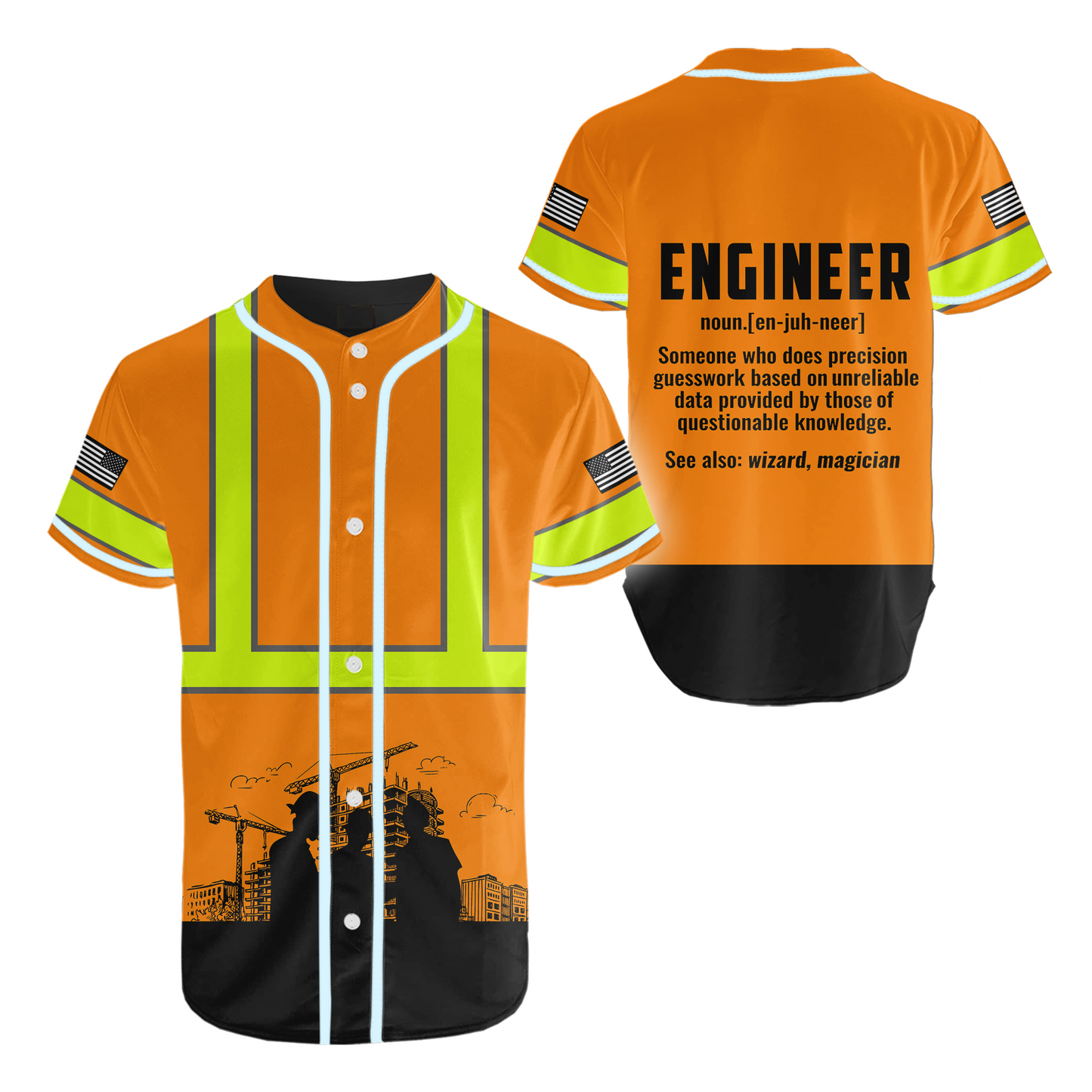 Construction Worker Orange Safety 3D printed shirts
