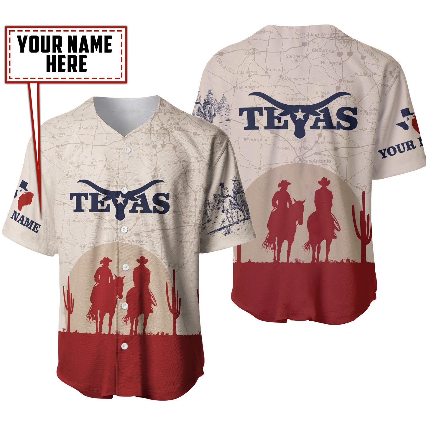 Customized Name Texas All Over Printed Unisex Shirts