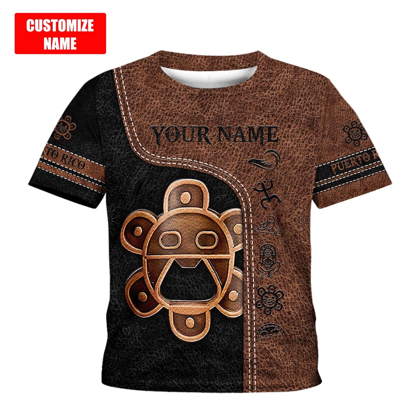 Custom Name Sol Taino Puerto Rico 3D All Over Printed Shirts For Kids