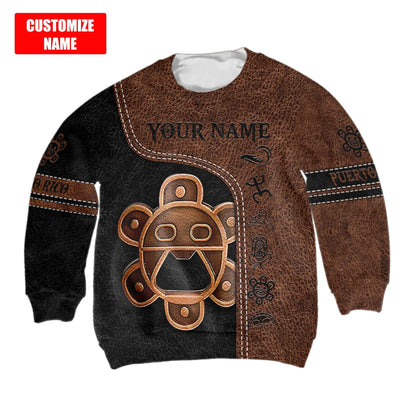 Custom Name Sol Taino Puerto Rico 3D All Over Printed Shirts For Kids
