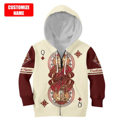 Gift For Son and Daughter Lion Queen Poker 3D All Over Printed Shirts For Kids From 1 year - 15 years