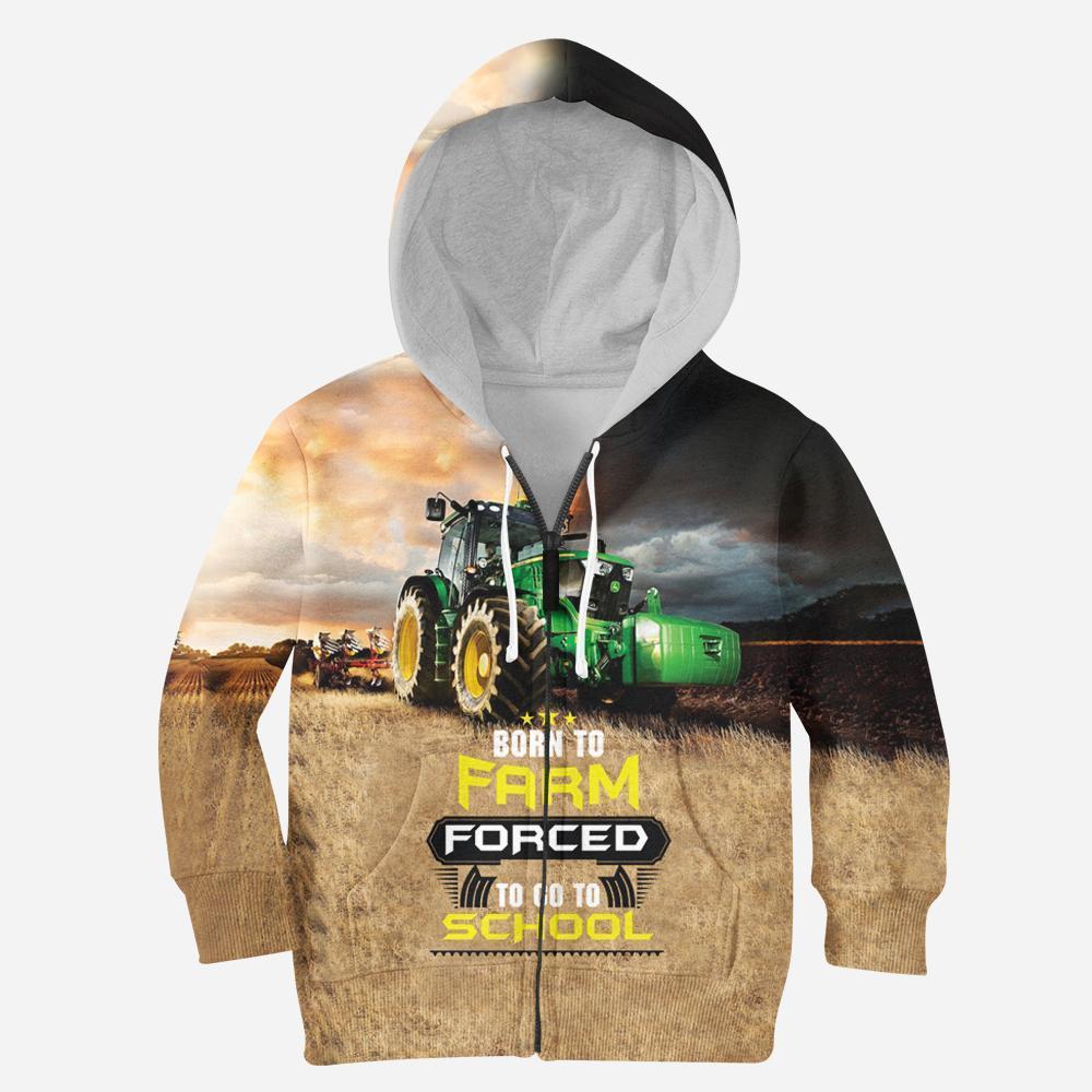 Born to Farm Forced to go to school Shirt-Apparel-HD09-ZIPPED HOODIE-YOUTH XS-Vibe Cosy™