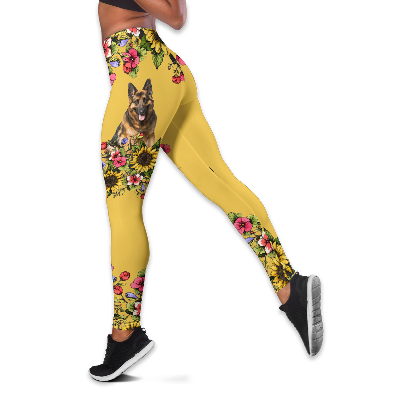 German Shepherd flowers legging + hollow tank combo ver2