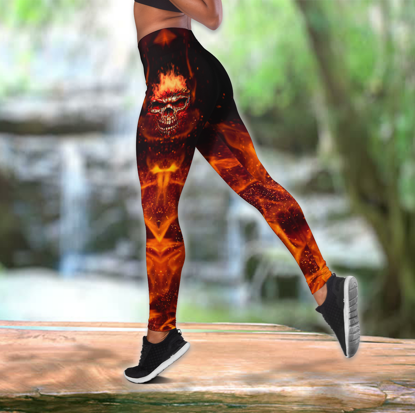 Skull Combo Hollow Tank Top And Legging Outfit
