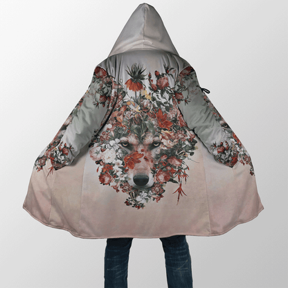 Wolf Floral 3D All Over Printed Unisex Deluxe Hoodie ML