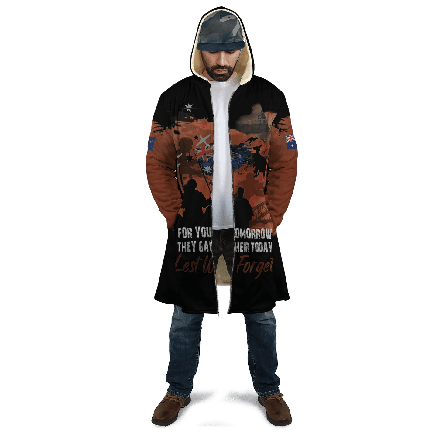 Premium Unisex Hoodie Brown Lest We Forget Anzac Day ML