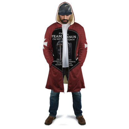 I'm On Team Jesus I'm Not Religious 3D Printed Combo Zip Cloak  + Sweatpant For Winter