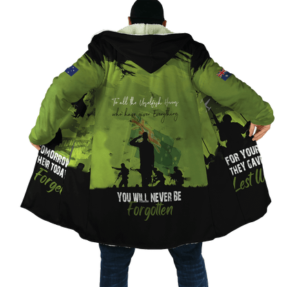 Premium Unisex Hoodie Green Lest We Forget Anzac Day ML