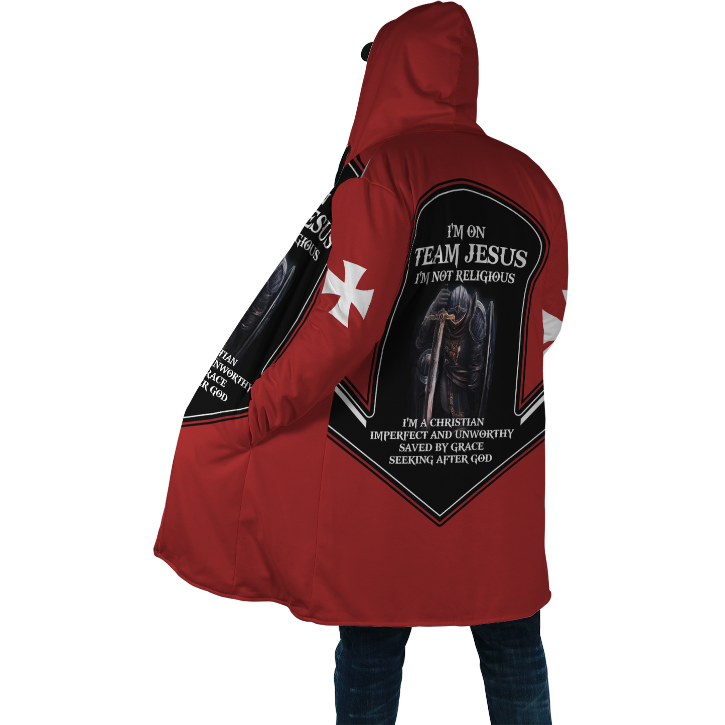 I'm On Team Jesus I'm Not Religious 3D Printed Combo Zip Cloak  + Sweatpant For Winter