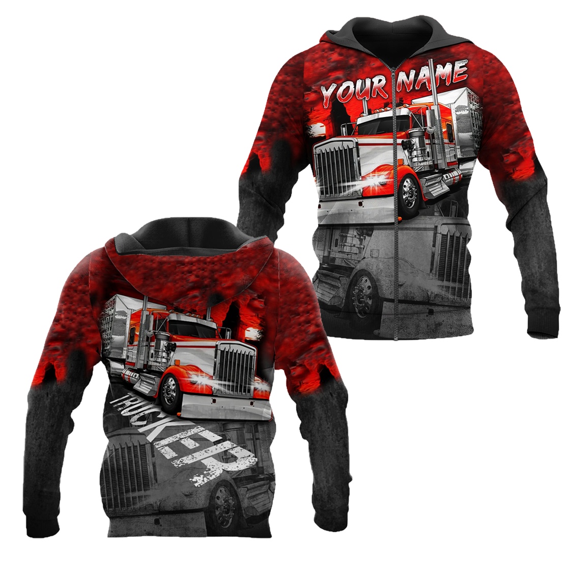 Personalized Red Trucker 3D Printed Unisex Shirts TN