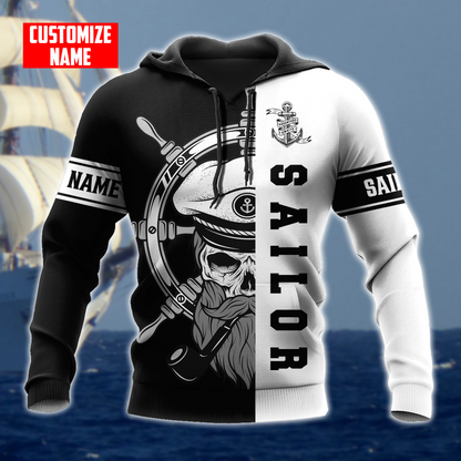 Skull Sailor on the Helm Custom name 3D printed shirts