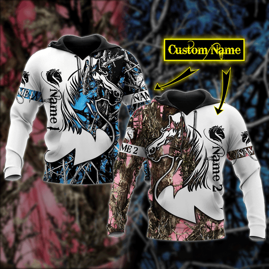 Love Gift Couple Horse 3D All Over Printed Unisex Shirts 2N Custom Name XT