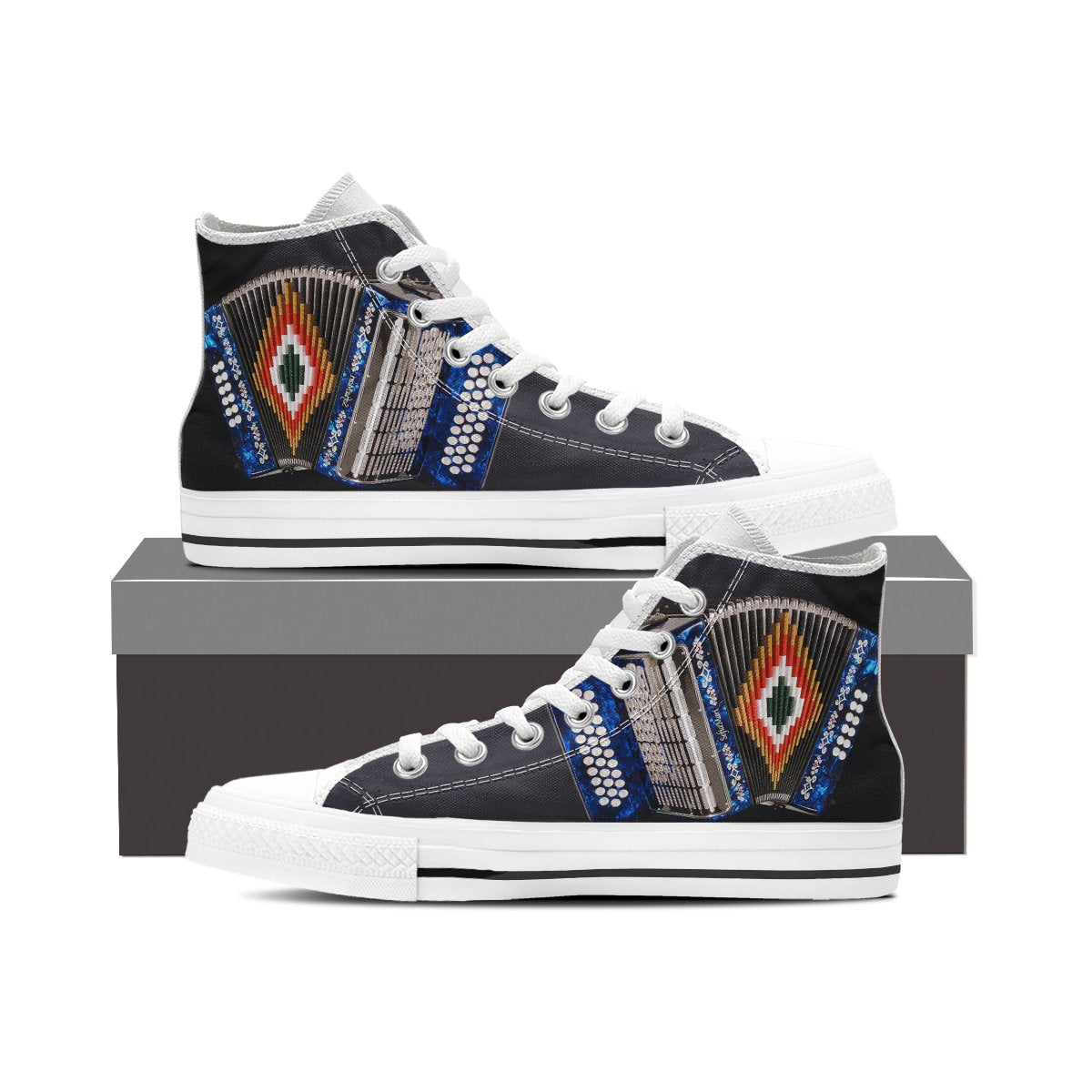 Accordion shoes HAC130204-HG-Unisex High Top Canvas Shoes-White-EU36 (US6)-Vibe Cosy™