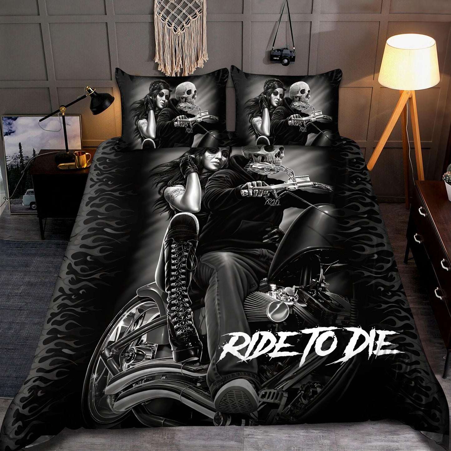 Skull Motobike Ride To Die Bedding Set DQB08102004