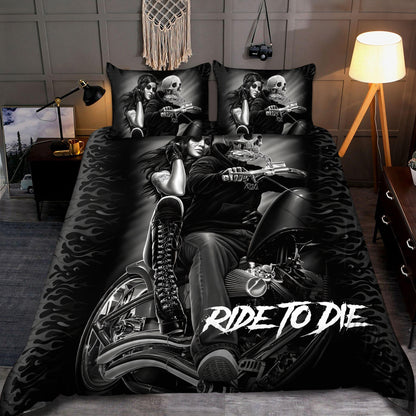 Skull Motobike Ride To Die Bedding Set DQB08102004
