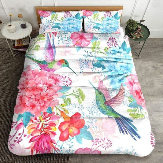 Hummingbird Flower Bedding Set-ML-ML-US Twin-Vibe Cosy™
