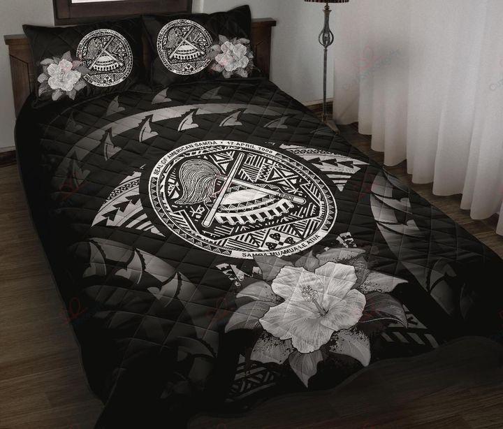 American Samoa Polynesian Hibiscus Gray Quilt Bedding Set-ML-Quilt-ML-King-Vibe Cosy™