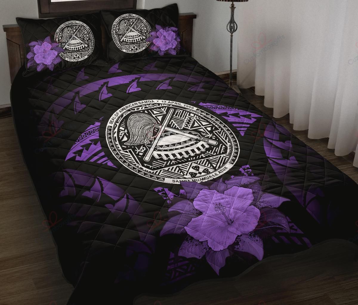American Samoa Polynesian Hibiscus Purple Quitl Bedding Set-ML-Quilt-ML-King-Vibe Cosy™