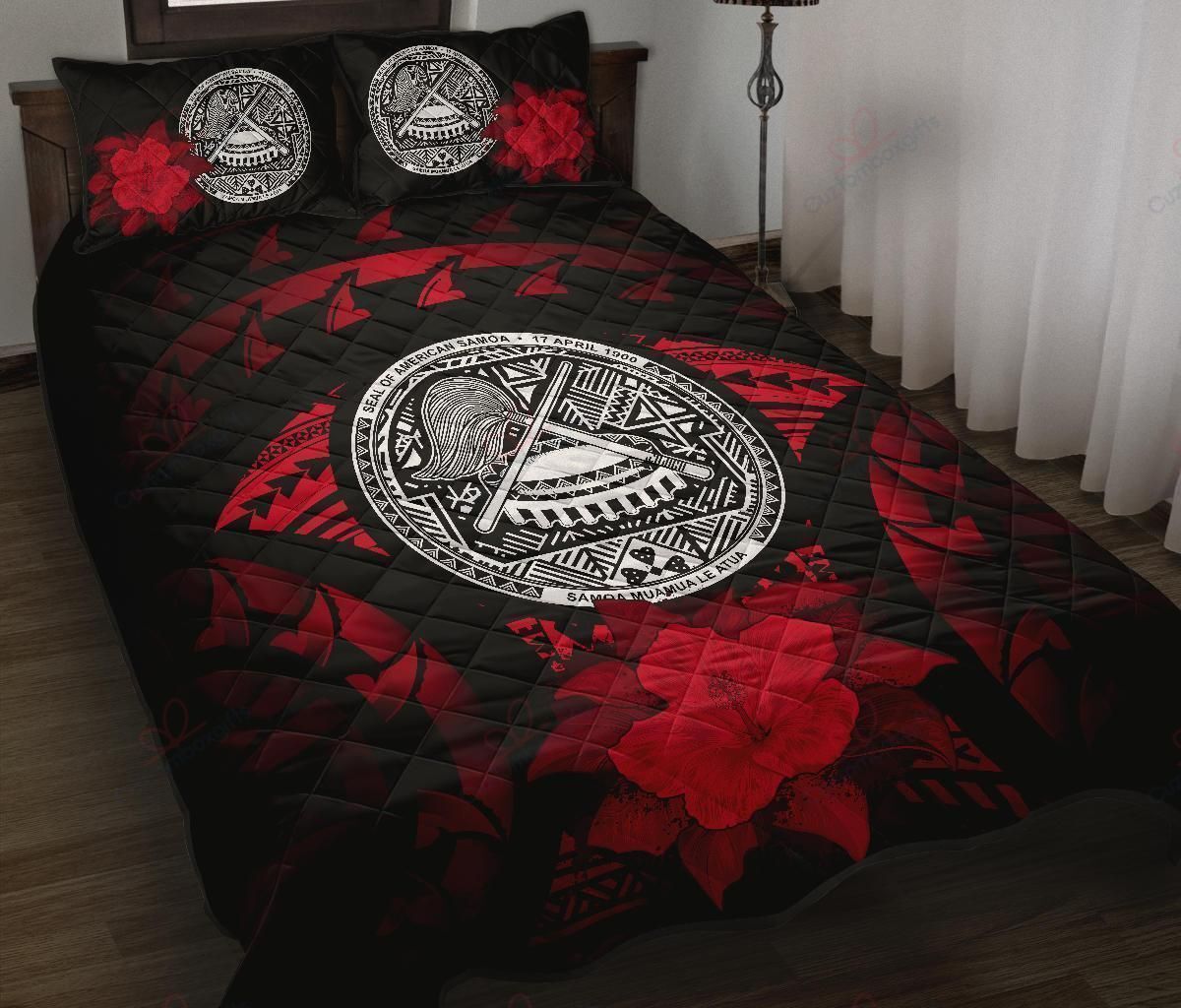 American Samoa Polynesian Hibiscus Red Quilt Bedding Set-ML-Quilt-ML-King-Vibe Cosy™