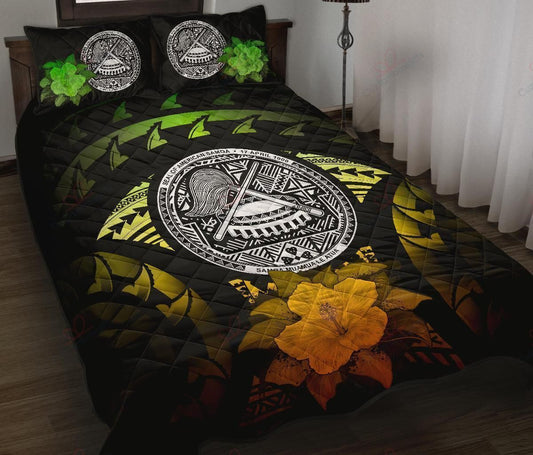 American Samoa Polynesian Hibiscus Reggae Quilt Bedding Set-ML-Quilt-ML-King-Vibe Cosy™