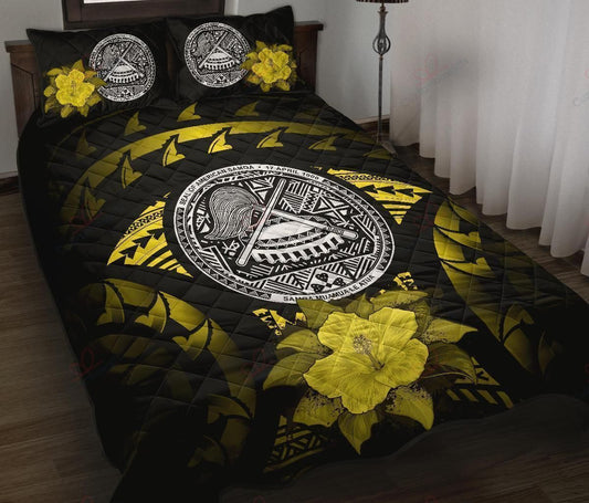 American Samoa Polynesian Hibiscus Yellow Quilt Bedding Set-ML-Quilt-ML-King-Vibe Cosy™