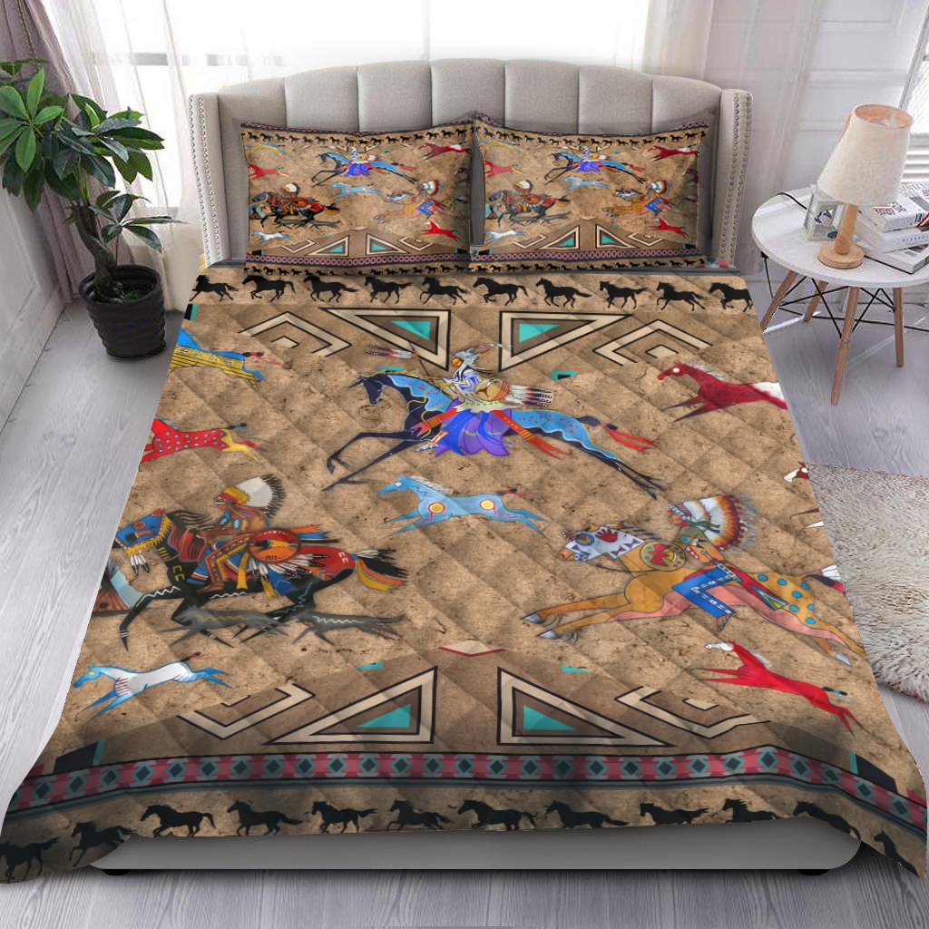 Native American Horses Pattern Quilt Bedding Set MP226S1-Quilt-MP-Twin-Vibe Cosy™