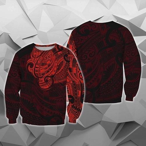 Maori Tattoo Style All Over Hoodie Red HC1002-Apparel-Huyencass-Sweat Shirt-S-Vibe Cosy™