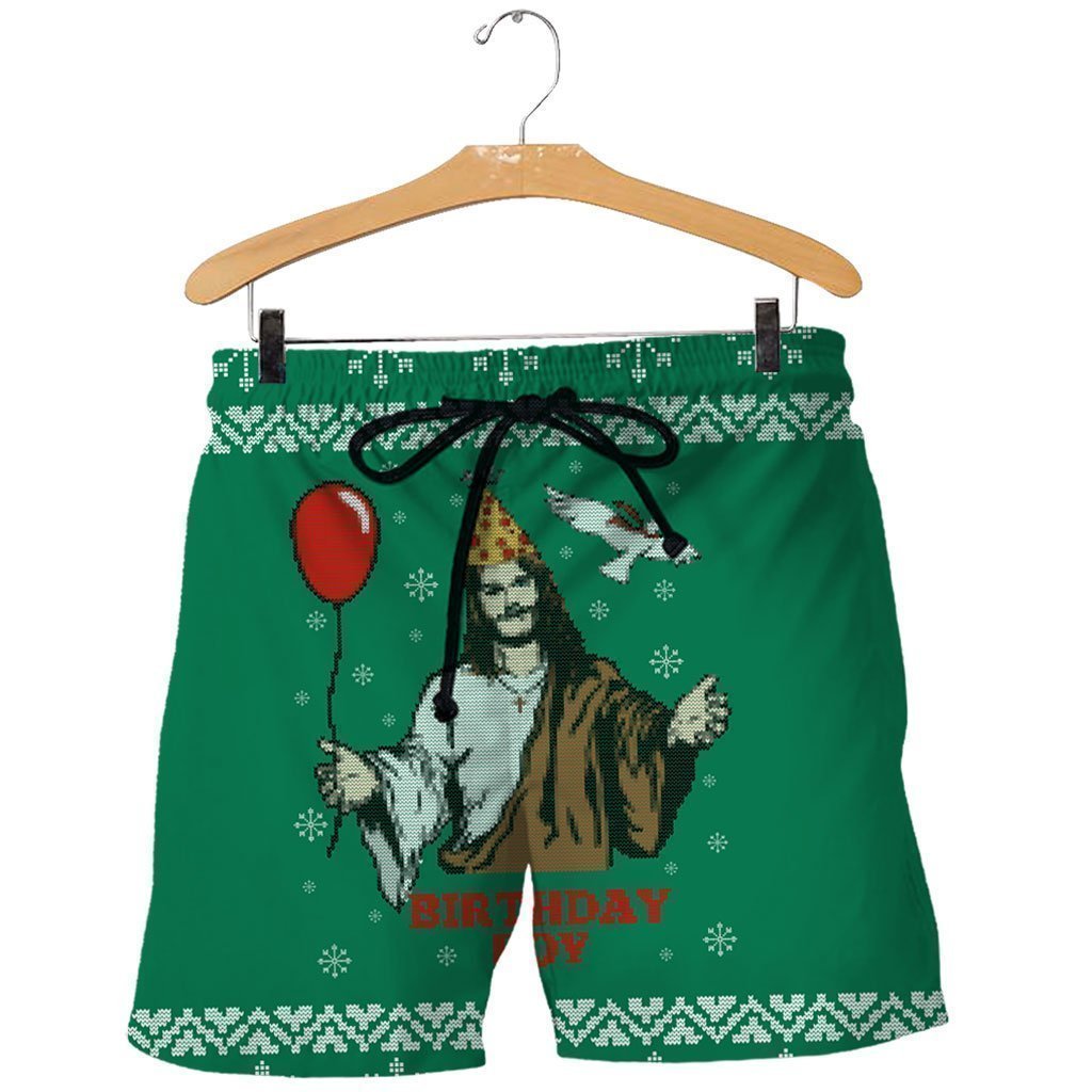 3D All Over Printed Ugly Sweater Happy Birthday Jesus Shirts and Shorts-Jesus-HP Arts-Shorts-XS-Vibe Cosy™