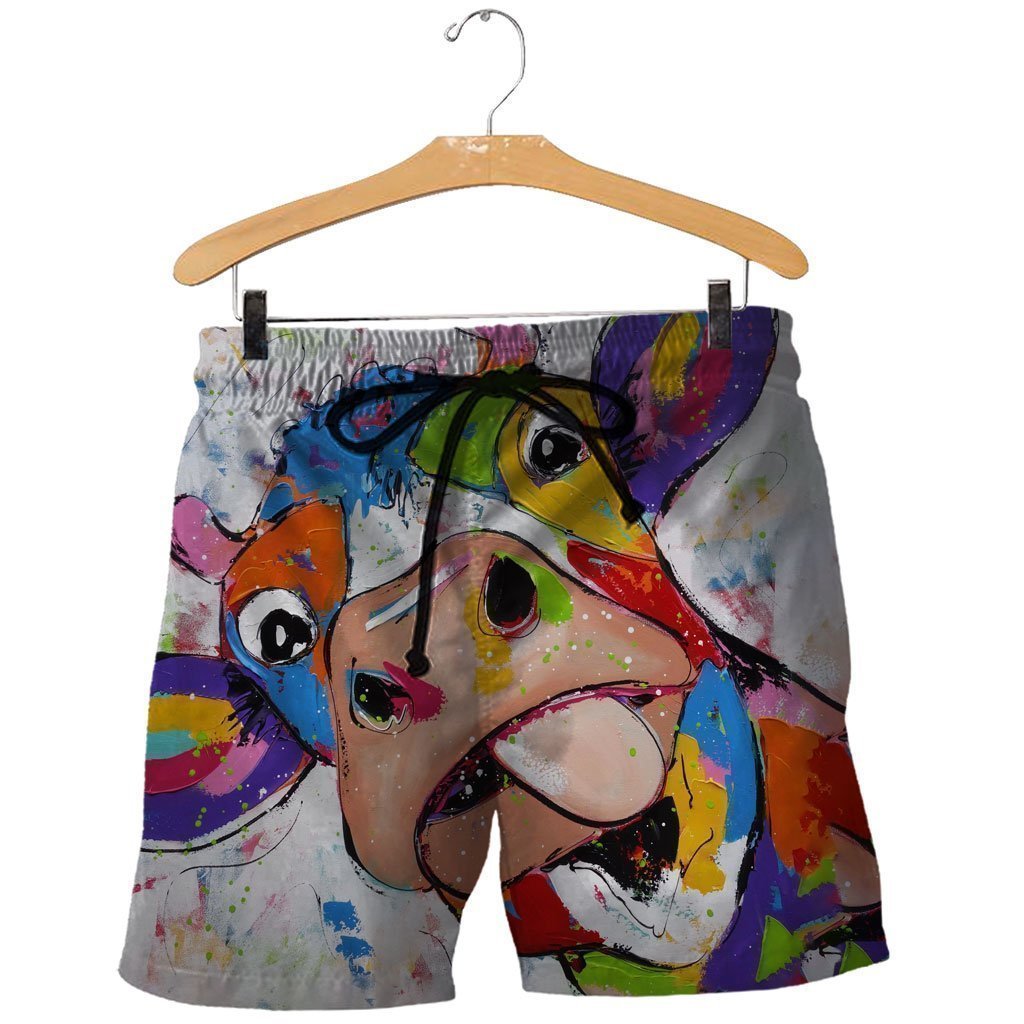 3D All Over Printed Oil Painting Cow Shirts and Shorts-Apparel-HP Arts-SHORTS-S-Vibe Cosy™