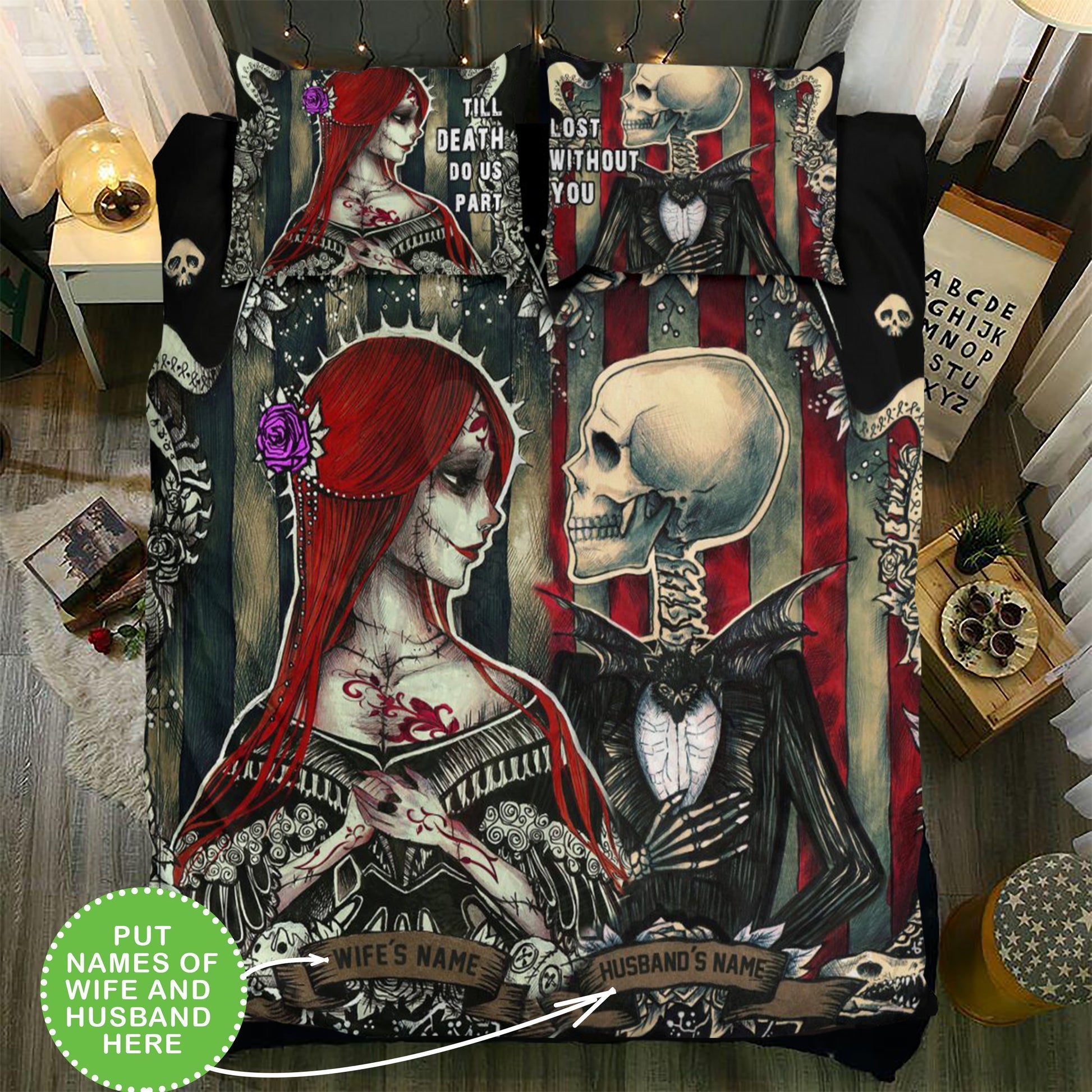 Put names of wife and husband - Personalize Bedding Sets-6teenth Outlet-Twin-Vibe Cosy™