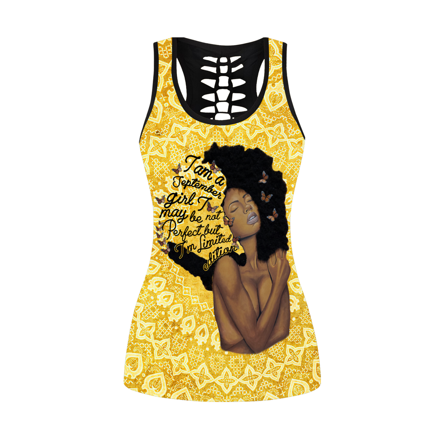 September afro girl art leggings + hollow tank combo DD06112001S-Apparel-HG-No legging-S-Vibe Cosy™