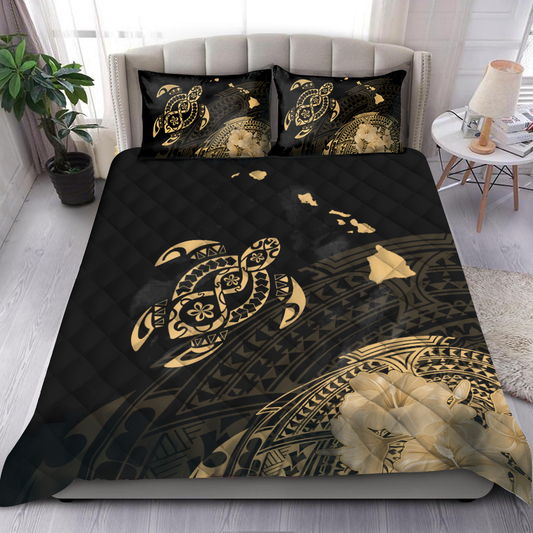 Hawaiian map hibiscus plumeria turtle polynesian bedding set HN290501-HG-HG-US Twin-Vibe Cosy™