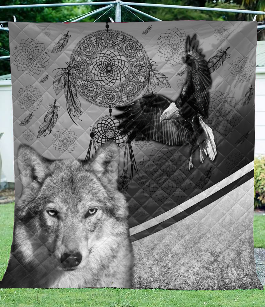 Great Wolf and Eagle Dream Catcher 3D Quilt DL20292003