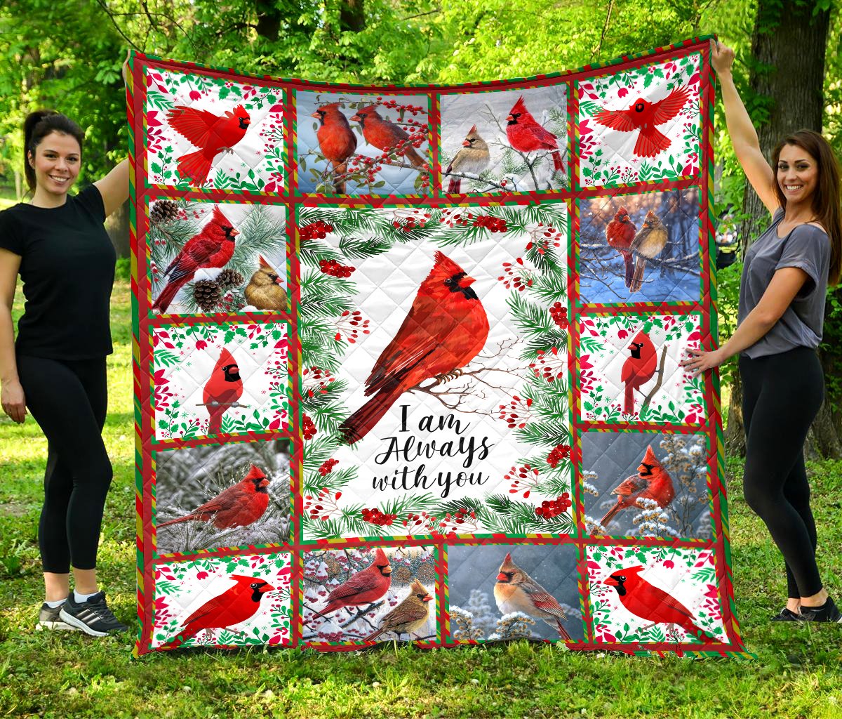 Beautiful Cardinal Birds I am always with you Quilt HAC120802