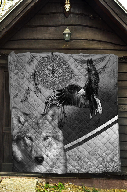 Great Wolf and Eagle Dream Catcher 3D Quilt DL20292003